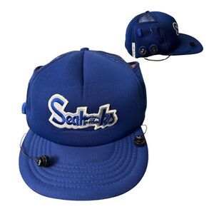 Vintage Seattle Seahawks Radio AM FM Snapback Hat NFL Headphones 80s Music